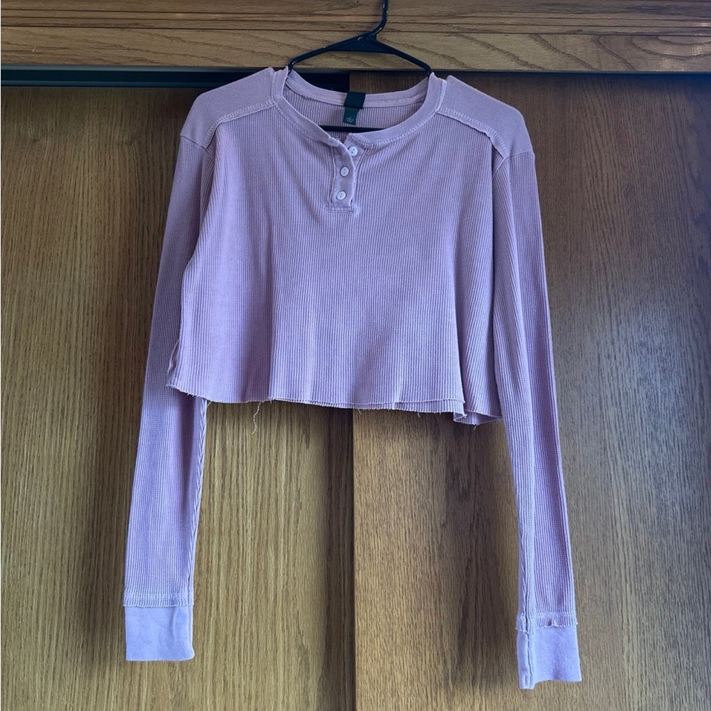 Wild Fable Pink Buttoned Crop Top